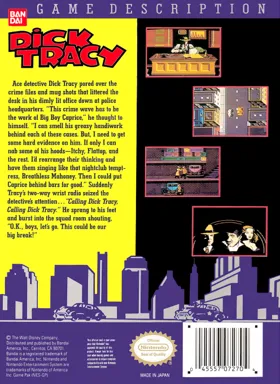 Dick Tracy (USA) box cover back